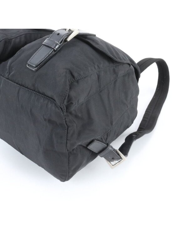Prada Tessuto Nylon Triangle Logo Leather Backpack Black main image 4